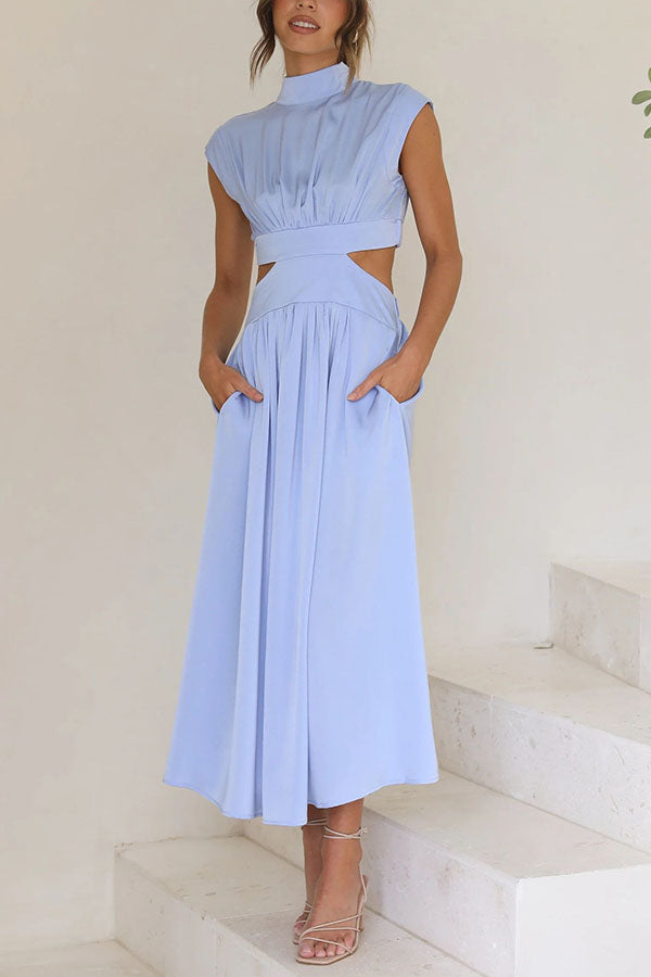 Quincy | Midi-Kleid mit Cut-Out und Taschen