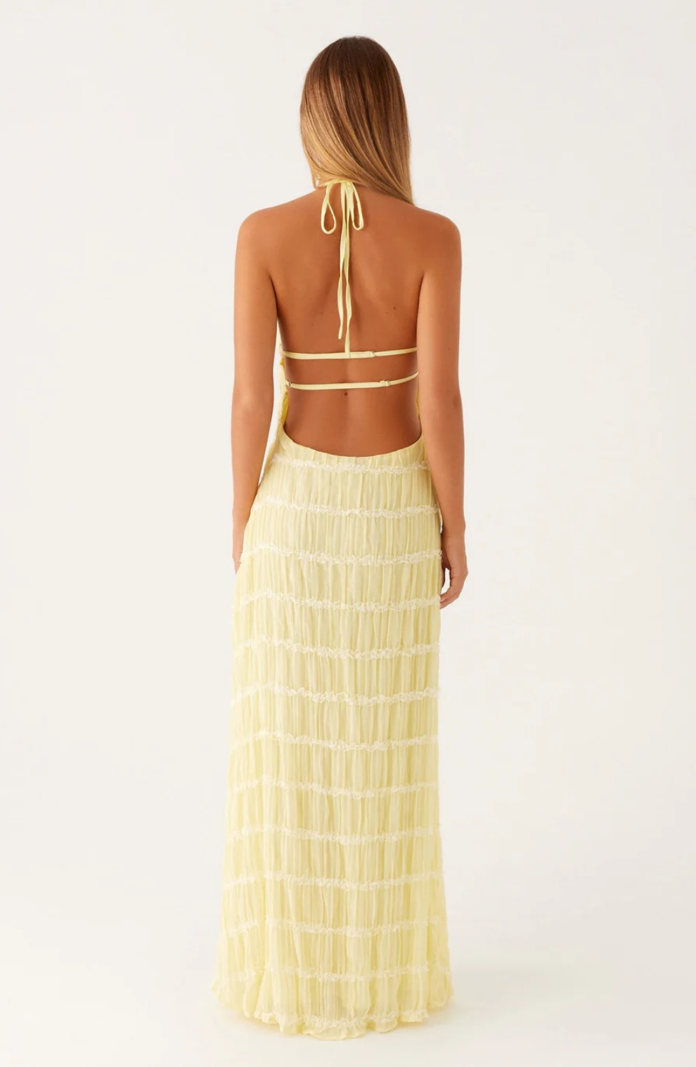 Caroline | Texturiertes Halterneck-Maxikleid