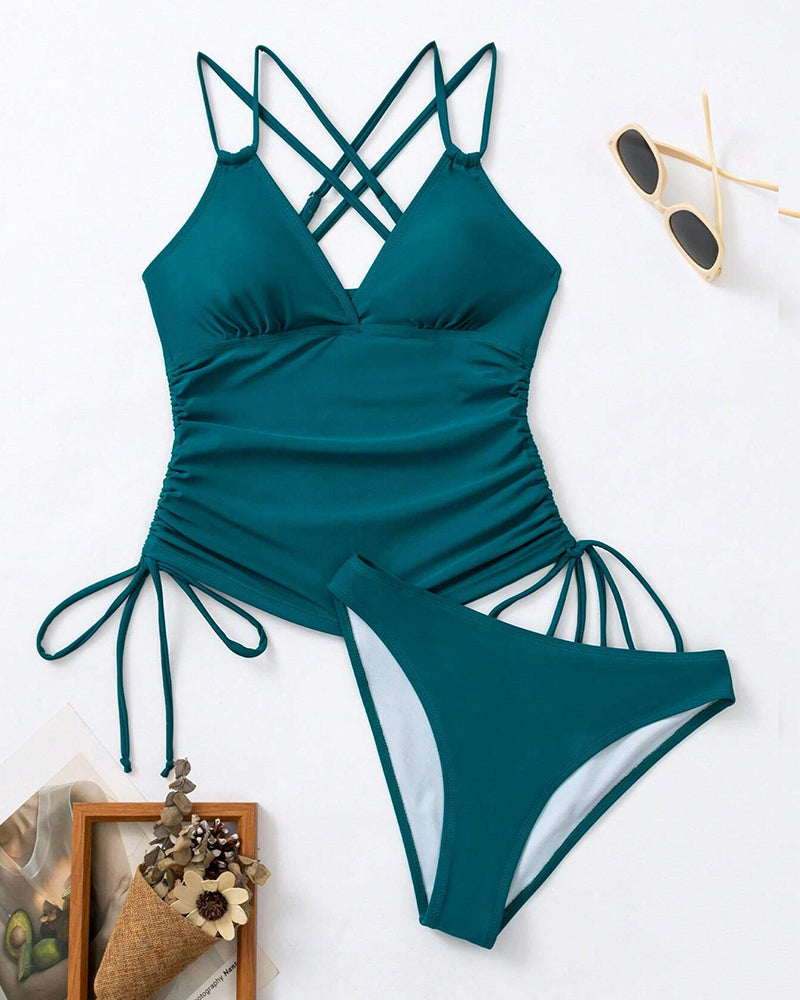 Sexy Tankini-Badeanzug mit überkreuzten Trägern