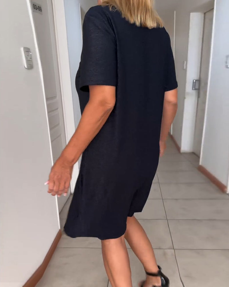 Els | Kleid mit kurzen Ärmeln und V-Ausschnitt