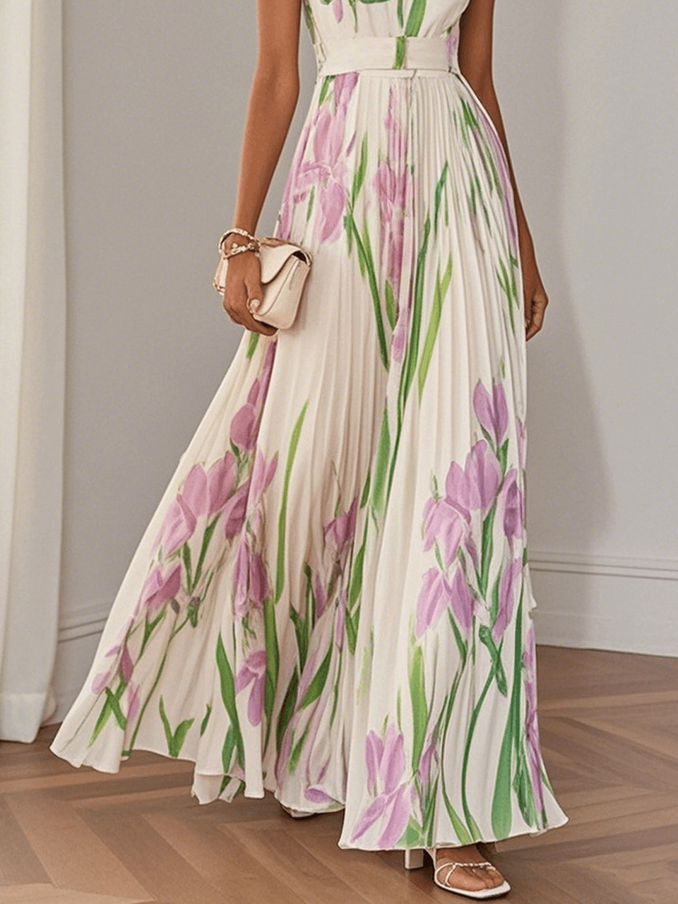 Liviana | Plissiertes Maxi-Kleid