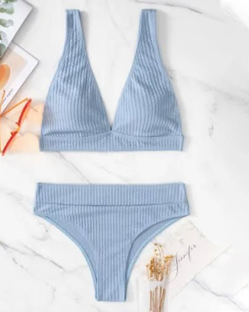 Badeanzug, bequemes, einfarbiges Bikini-Set