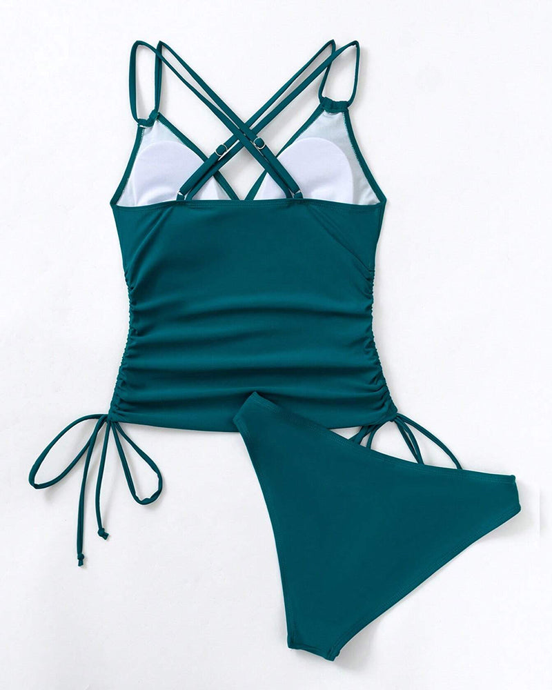 Sexy Tankini-Badeanzug mit überkreuzten Trägern