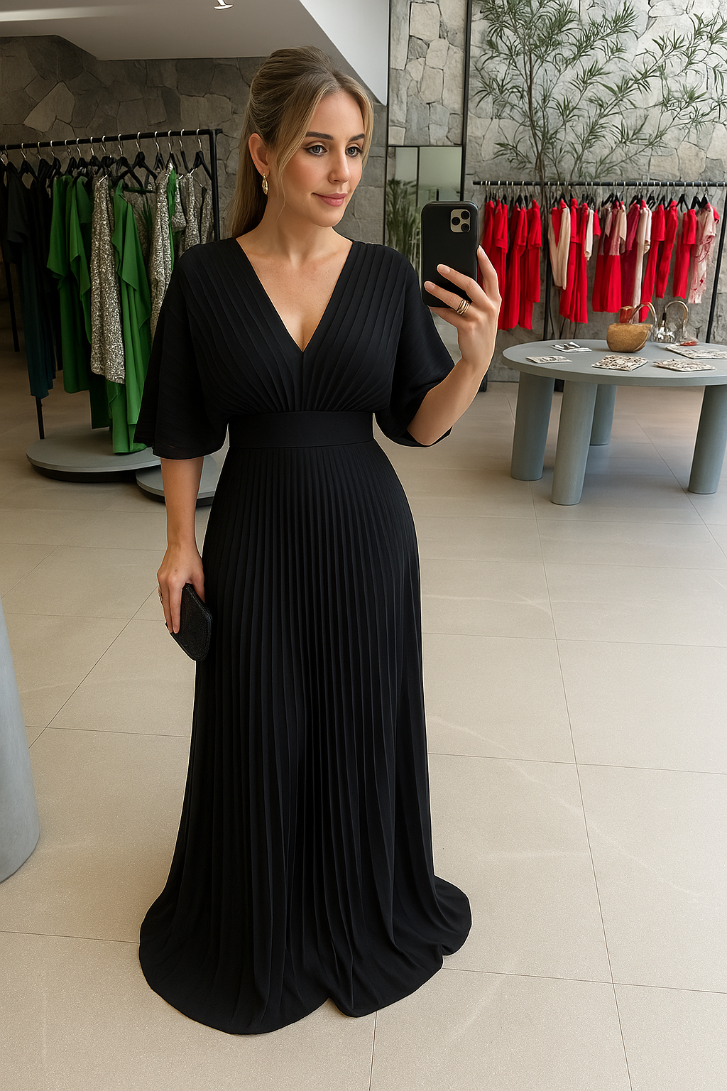 Paya | Elegantes Midikleid mit V‑Ausschnitt