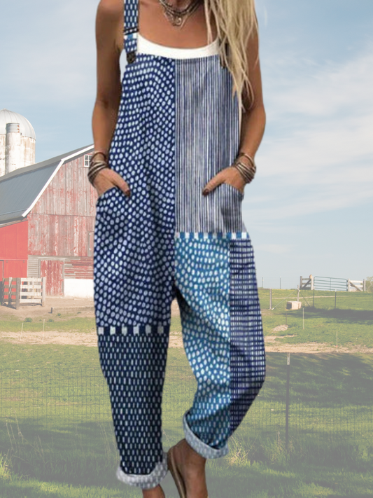 LENNY | CHIC GESTREIFTER QUADRAT DESIGN JUMPSUIT