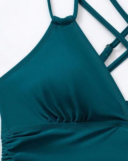Sexy Tankini-Badeanzug mit überkreuzten Trägern