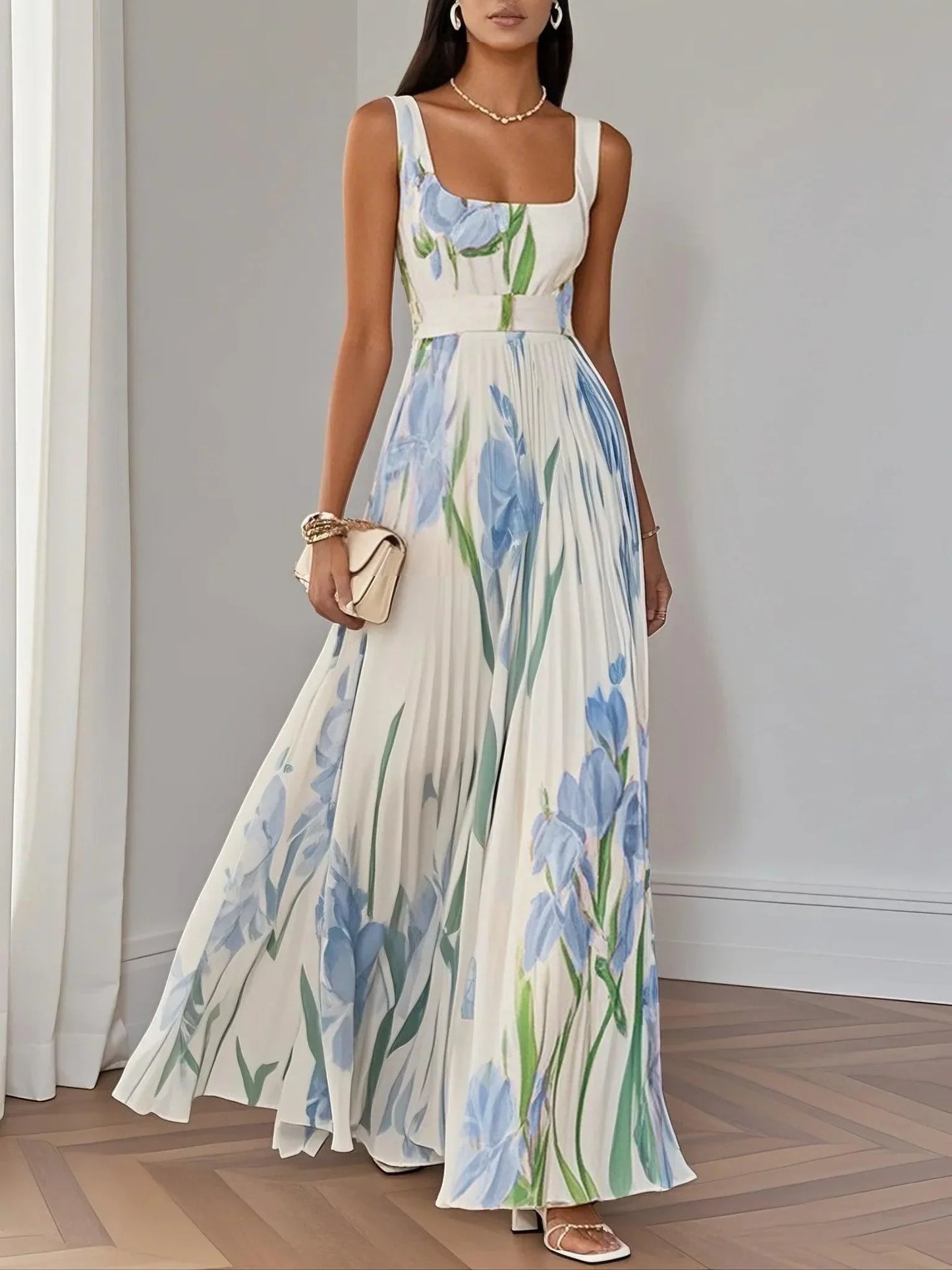 Liviana | Plissiertes Maxi-Kleid
